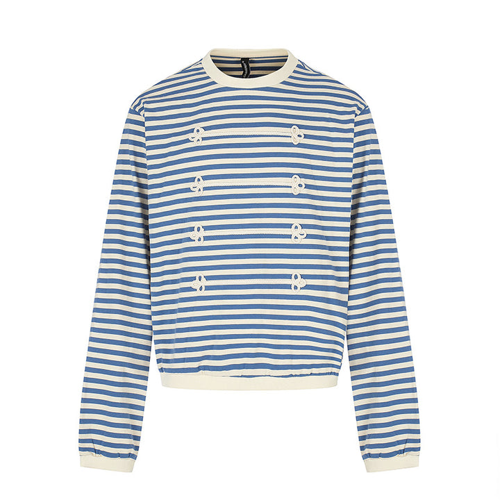 Women Striped Sweatshirt with Maritime Knot Applications Amarae