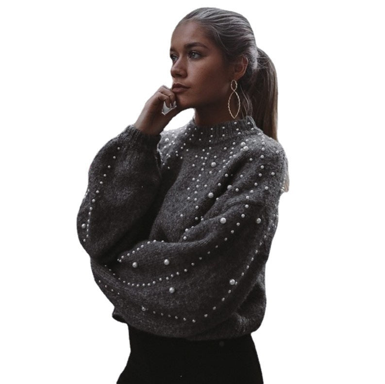 Sweater women with shimmery beaded details and voluminous sleeves Lune London