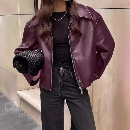 Oversized modern leather jacket for women Amarae