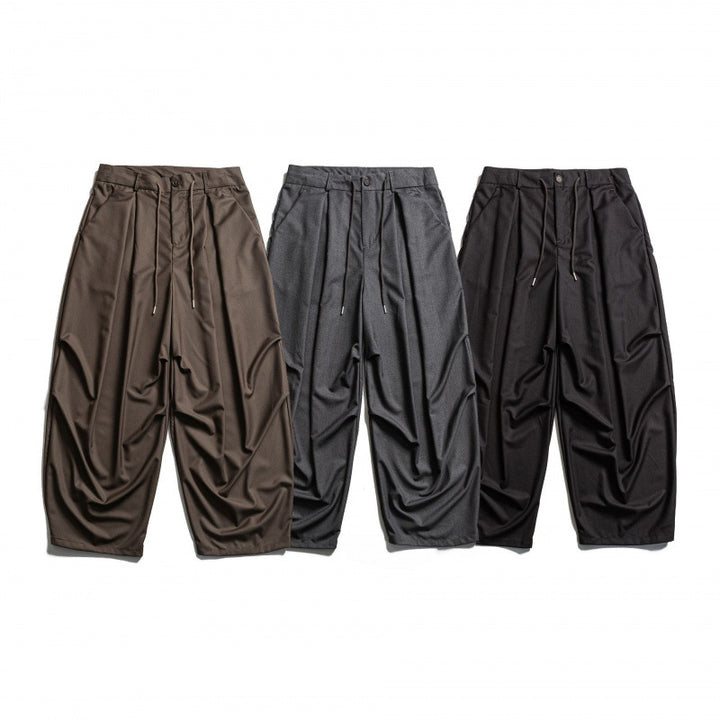 Men's Wide Pleated Baggy Pants with Pleats and Drawstring Amarae