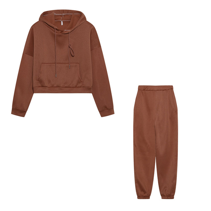 Ensemble de sweat à capuche crop sportif pour femmes et pantalon de jogging Chic & Stil