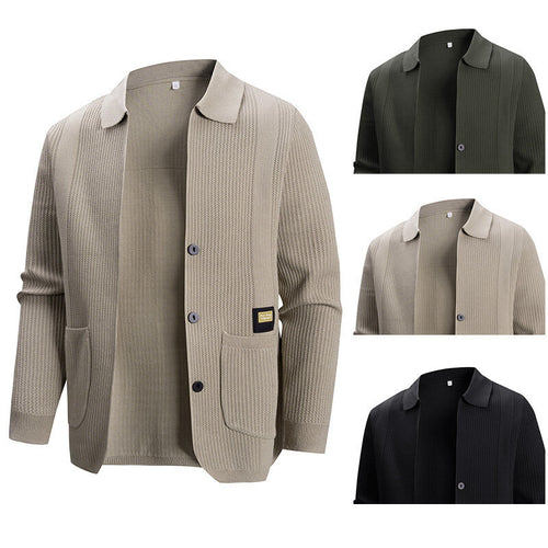 Men's knit jacket with a modern ribbed pattern and practical pockets Amarae