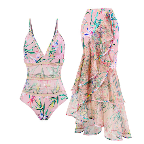 Women's swim set with wrap skirt and floral design Amarae