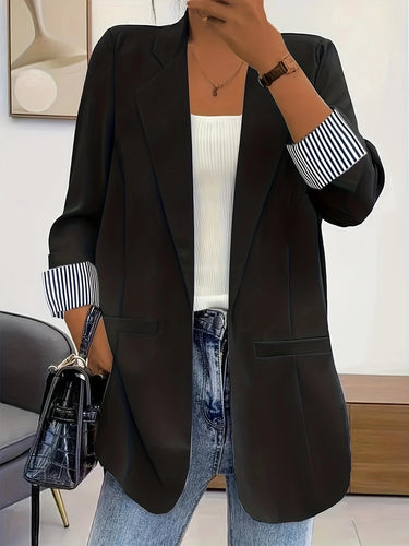 Elegant blazer jacket for women with striped sleeves and a relaxed fit Amarae