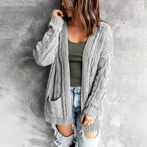 Women's knitted jacket with cable pattern Amarae
