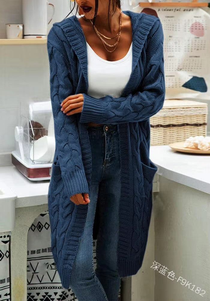 Thick knit cardigan for women with open sleeves and practical pockets Lune London