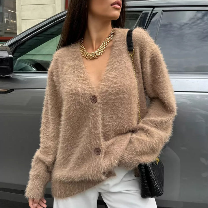 Soft knit jacket for women with an open design and soft sleeves Lune London