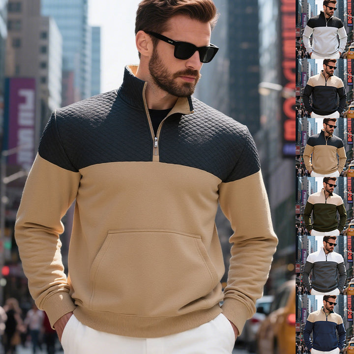 Men's hoodie with zip and textured outer material Chic and style