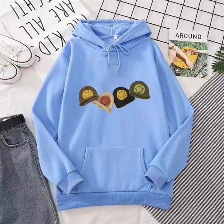 Women’s Hooded Sweatshirt with Playful Smiley Design Chic & Stil