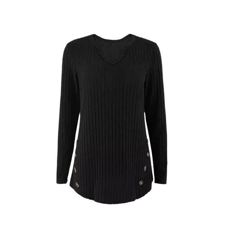 Ribbed sweater for women with trendy button details Lune London