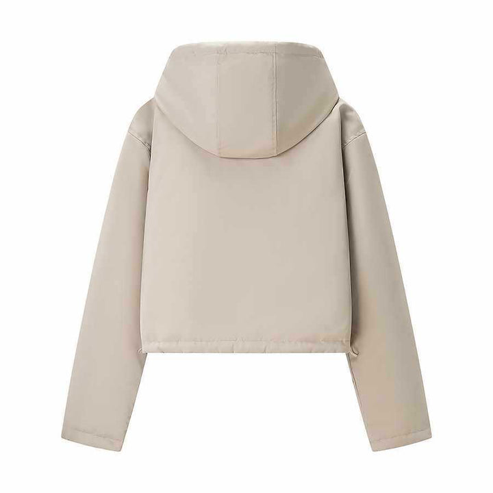 Casual transition jacket for women with hood and snap button closure Lune London
