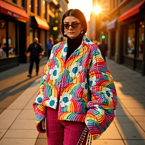 Veste matelassée confortable pour femmes avec design coloré et manches volumineuses Chic & Stil