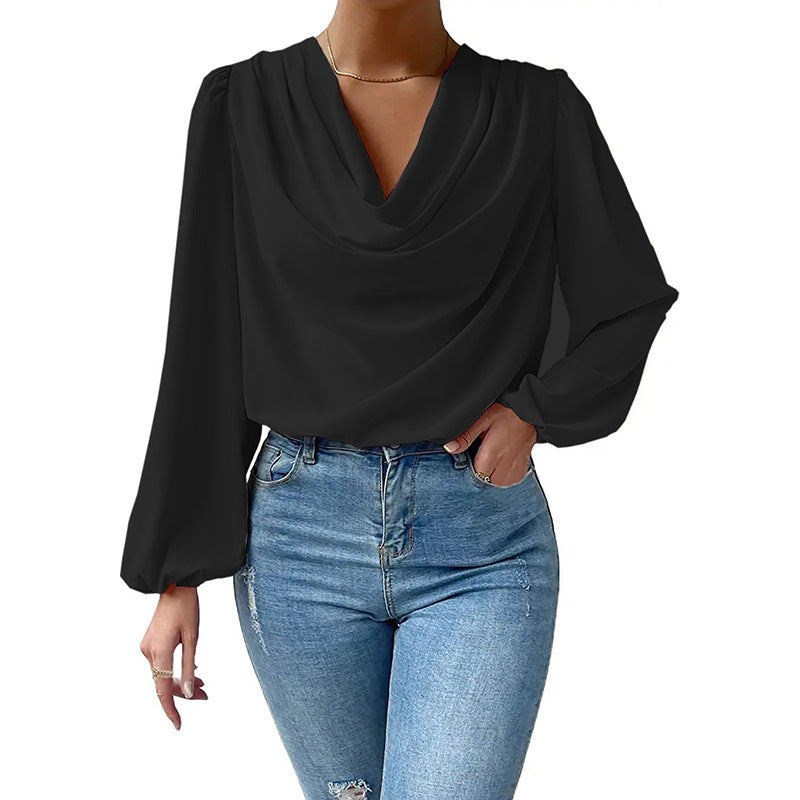 Draped collar blouse for women Lune London
