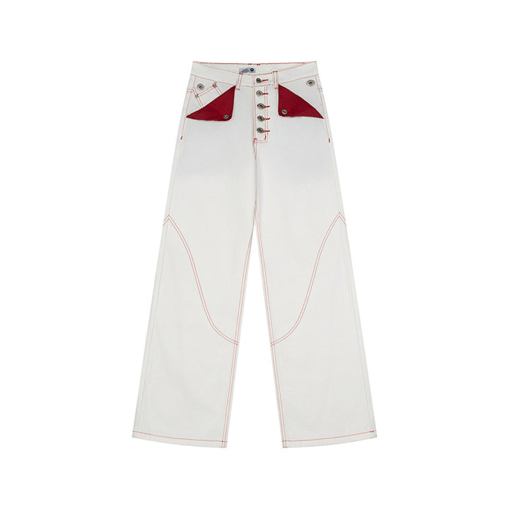 Women's High-Waist Wide-Leg Jeans with contrast pockets and decorative stitching Amarae