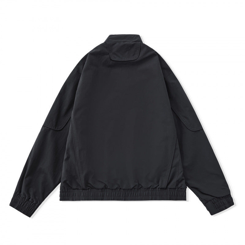 [Unisex] Lightweight Boxy Transitional Jacket with Stand Collar, Raglan Sleeves, and Zipper Pockets Amarae