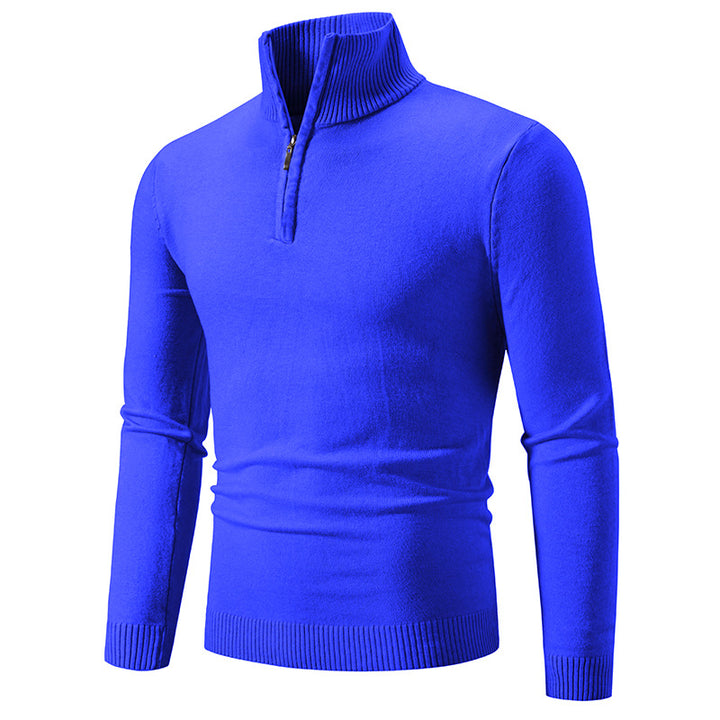 Knitted sweater for men with high collar and practical zipper Lune London