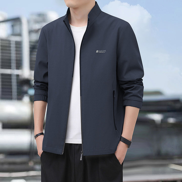 Men's Lightweight Everyday Softshell Jacket with Stand-Up Collar, Wind-Resistant Membrane and Zipper Pockets Amarae