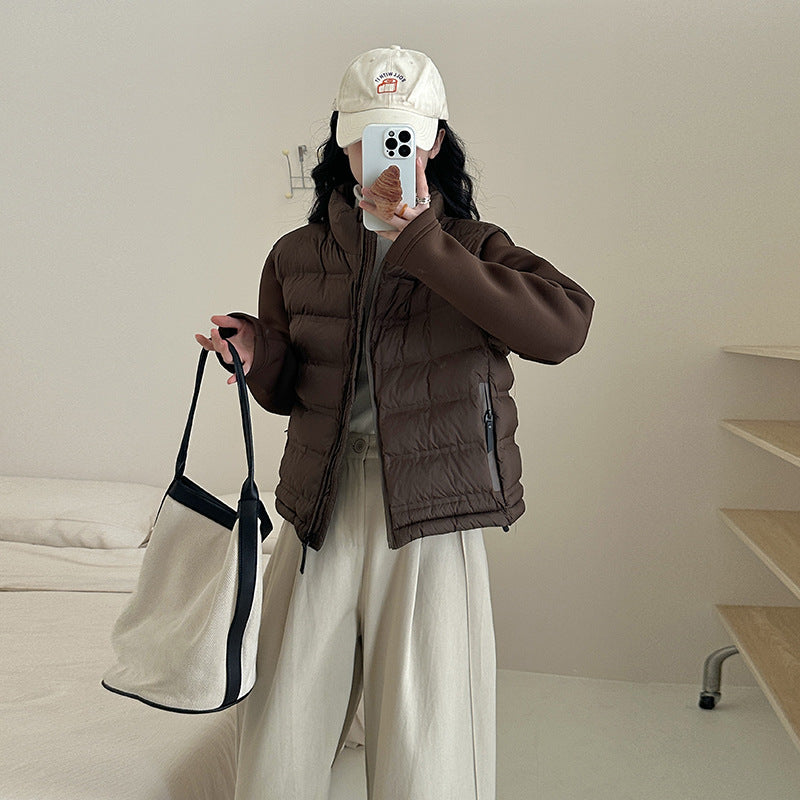 Ladies functional down jacket with pockets and high collar Amarae