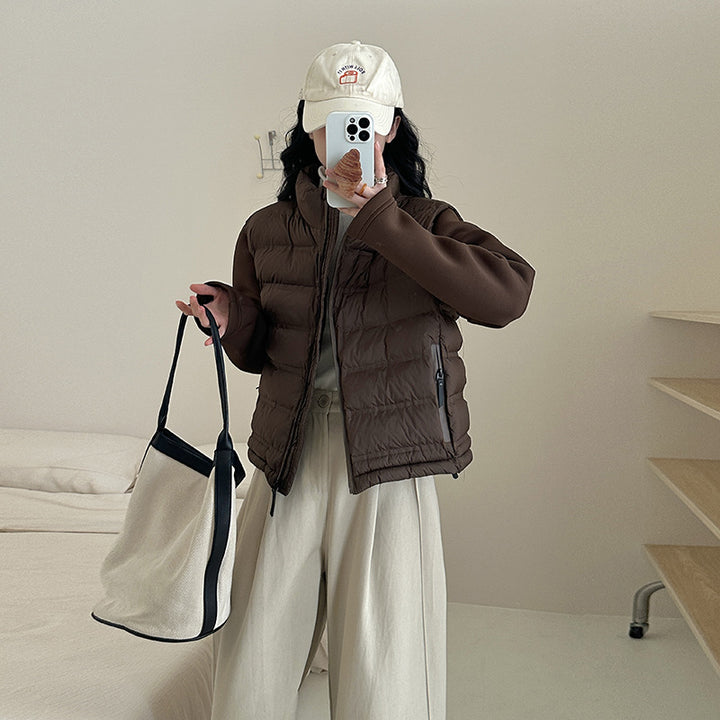 Ladies functional down jacket with pockets and high collar Amarae