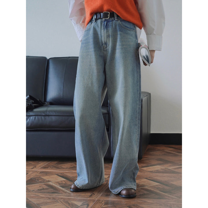 Women Extra Wide High-Waist Denim Palazzo Pants with Extended Hem Amarae