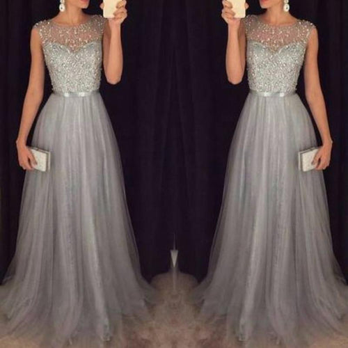 Amarae | Heart-Cut Maxi Ombre Gray Dress with Scoop Bodice