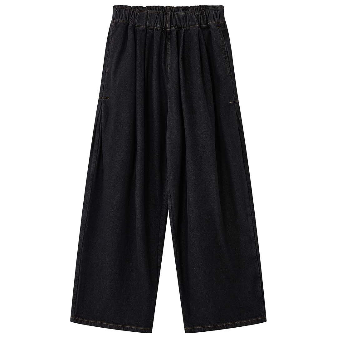 Women's Extra Loose Relaxed Denim Pants in Balloon Cut with Elastic Waistband