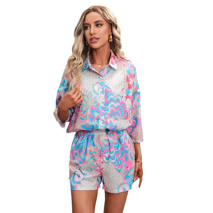 Casual short sleeve women's shirt with elastic waist and modern chic and style