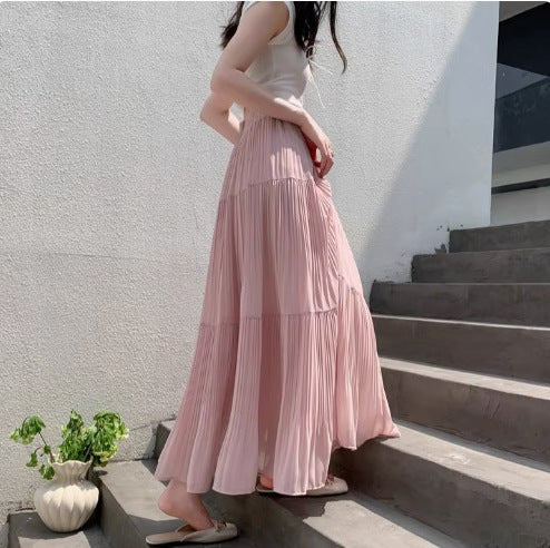 Amarae pleated flowy maxi skirt for women