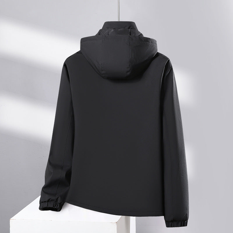 Men's softshell all-weather jacket with waterproof membrane, adjustable hood, and concealed zippers Amarae