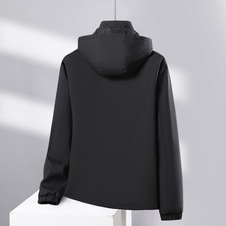 Men's softshell all-weather jacket with waterproof membrane, adjustable hood, and concealed zippers Amarae