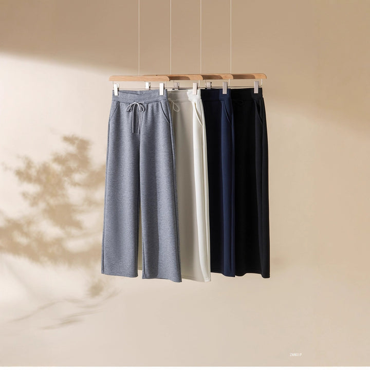 Pantalon de sport ample pour femmes avec taille élastique et cordon de serrage réglable Chic & Stil