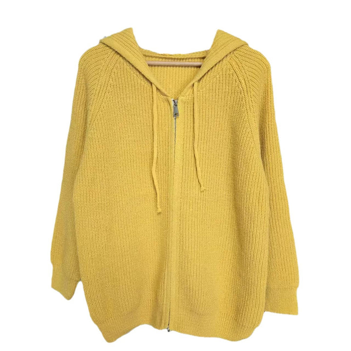 Ladies comfortable knit hoodie with full zip and drawstring Lune London