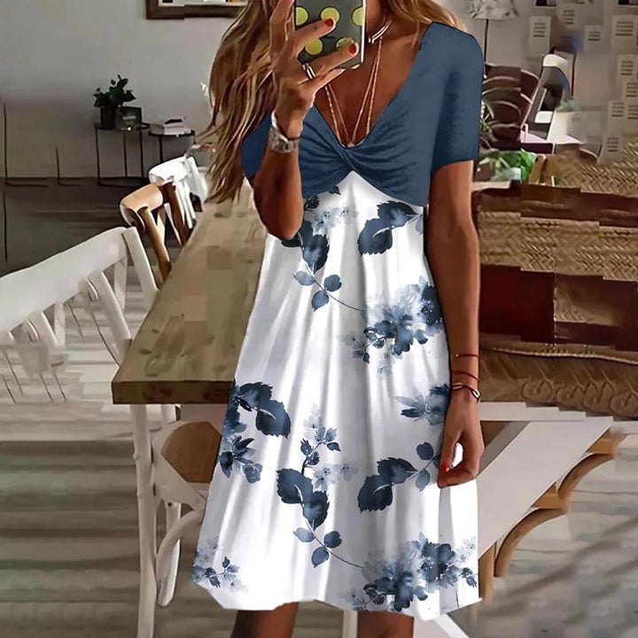 Flower cocktail dress for women with V-neck Lune London