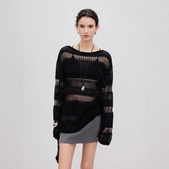 Pull en maille aéré pour femme avec un motif en dentelle tendance Chic & Stil