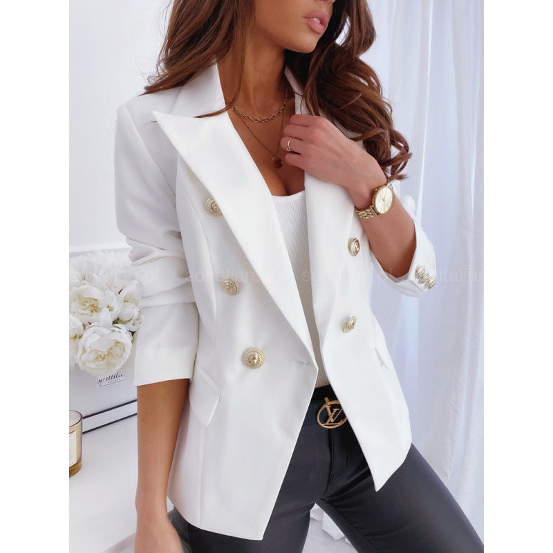Women's Elegant Blazer Suit with Golden Button Details Lune London
