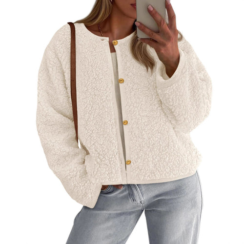 Veste en polaire confortable pour femmes avec détail de bouton et coupe surdimensionnée Chic & Stil