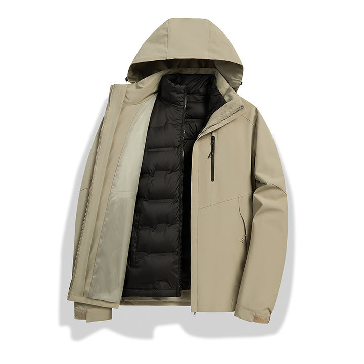 Men's two-in-one weather protection jacket with detachable quilted inner lining, hood, and waterproof membrane Amarae