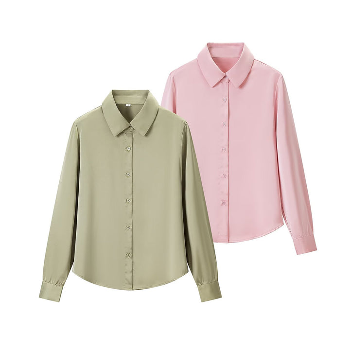 Women's fluid shirt with extended back hem, Kent collar and cuffs Amarae