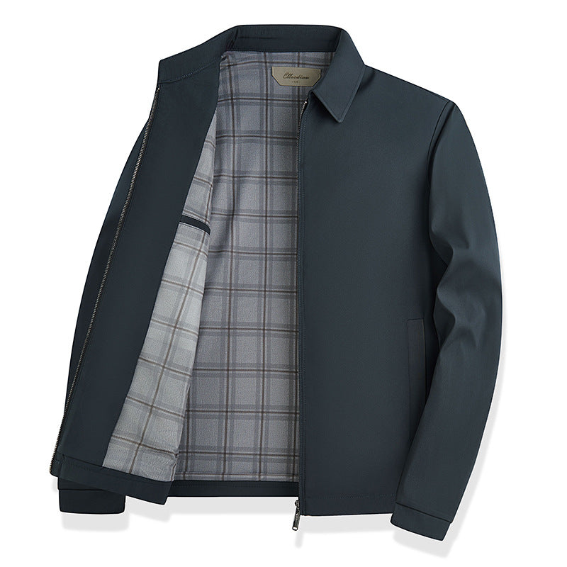 Men's lightweight transitional jacket with shirt collar, full-length zipper and checked lining Amarae