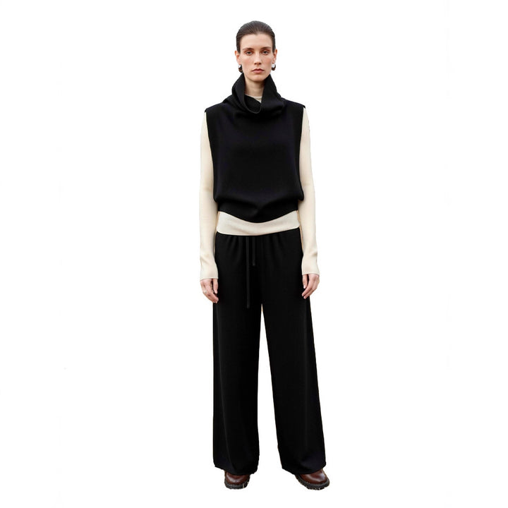 Pull en tricot à col haut et pantalon large Chic & Stil pour femme