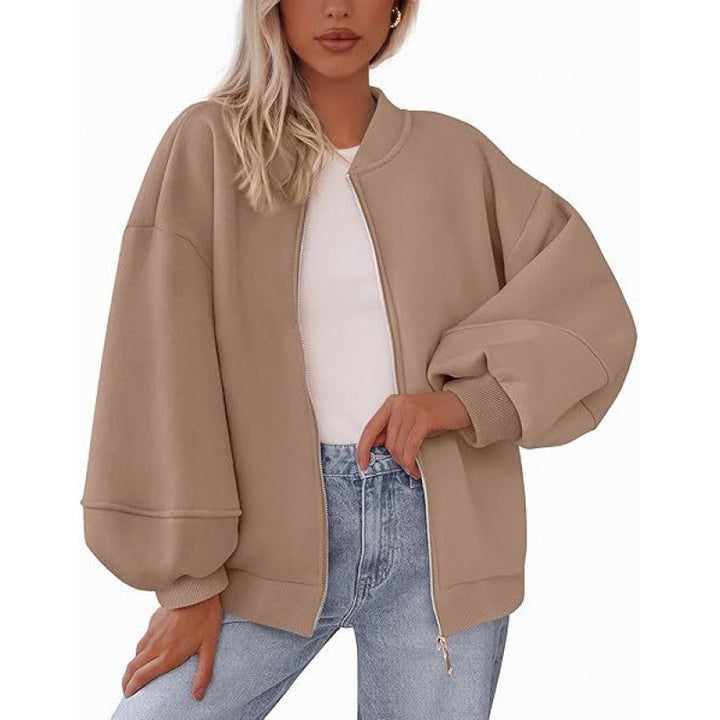 Lune London oversized casual jacket for women with zipper and balloon sleeves