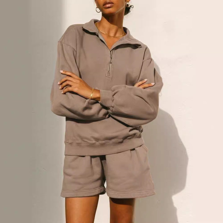 Pull-over zippé décontracté pour femmes avec col montant et coupe large Lune London