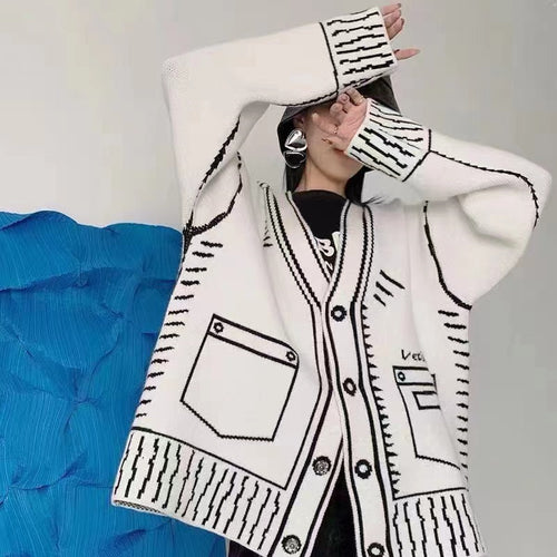 Knit jacket for women with a unique graphic design and high-quality button details Amarae