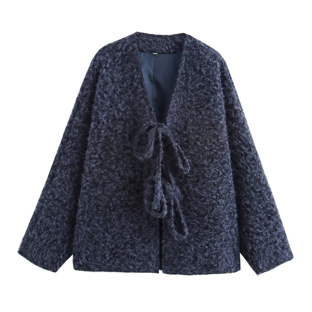 Ladies Oversized Cozy Jacket with Cord and Soft Material Lune London
