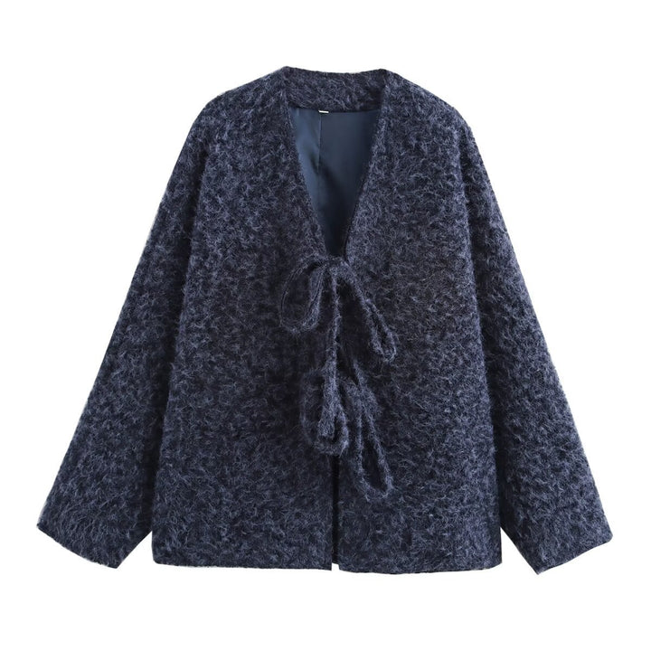 Ladies Oversized Cozy Jacket with Cord and Soft Material Lune London