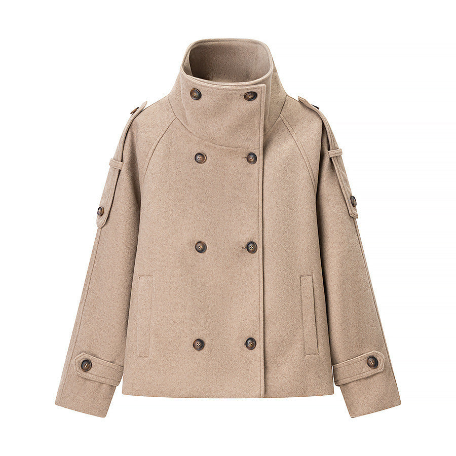 Veste en laine élégante pour femmes avec col haut et boutons décoratifs Chic & Stil