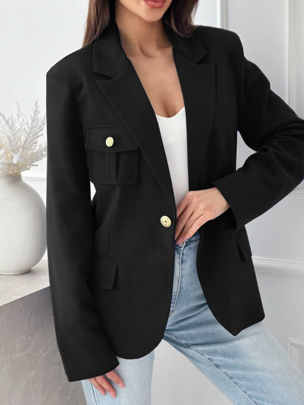 Ladies Elegant Double-Breasted Jacket with Practical Pockets Lune London