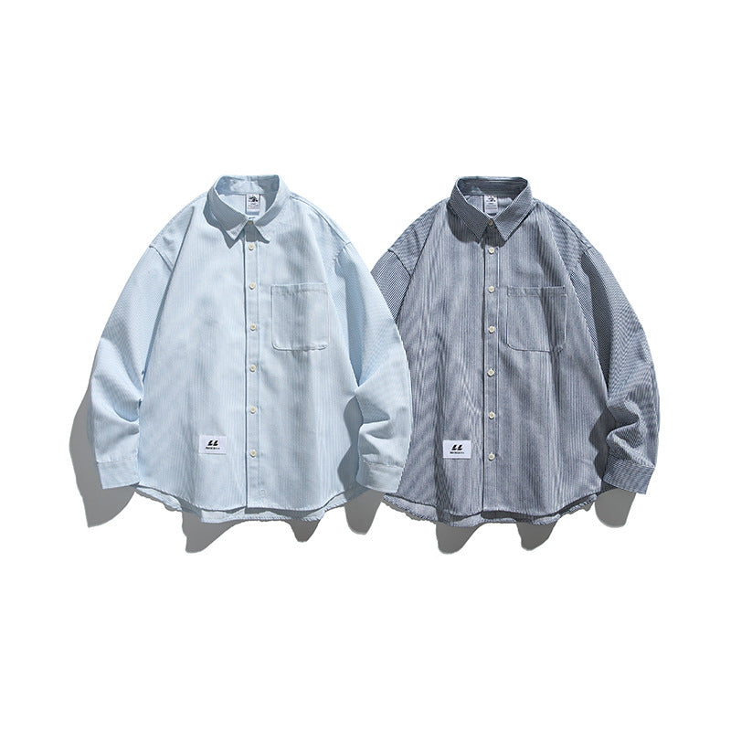 Unisex Oversize Stripe Shirt in Boxy Cut with Chest Pocket and Classic Kent Collar Amarae