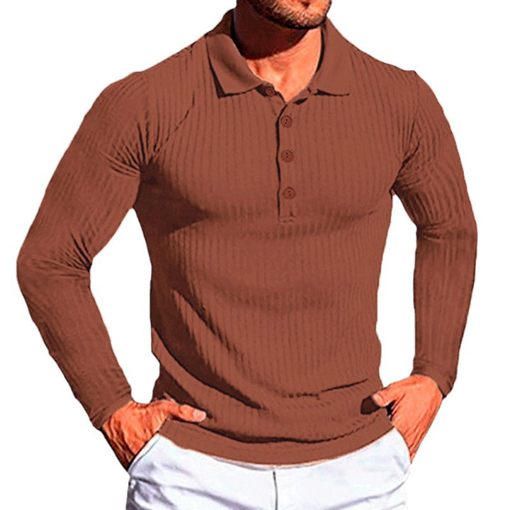 Amarae textured long-sleeve polo shirt for men