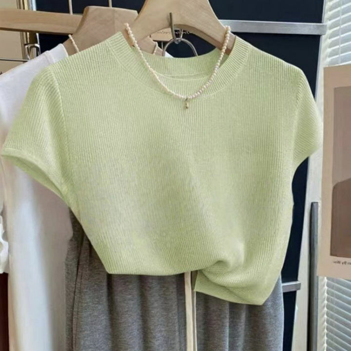Chemise Tricotée à Manches Courtes Décontractée pour Femmes Chic & Stil